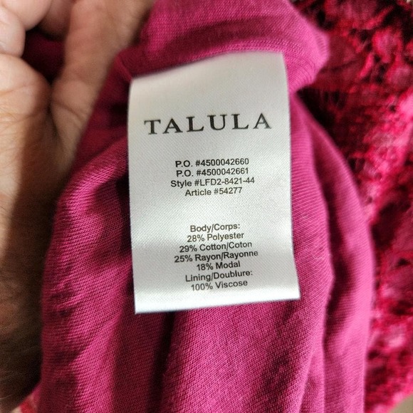 Talula Lace Long Sleeve Mini Dress Women's Size 8 Burgundy Red - Picture 10 of 11